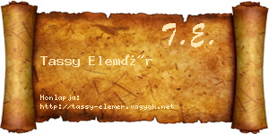 Tassy Elemér névjegykártya